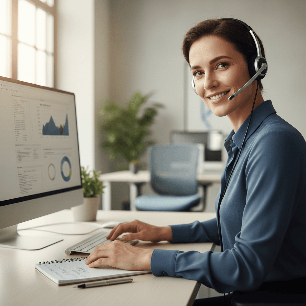 Customer service representative providing support during video call