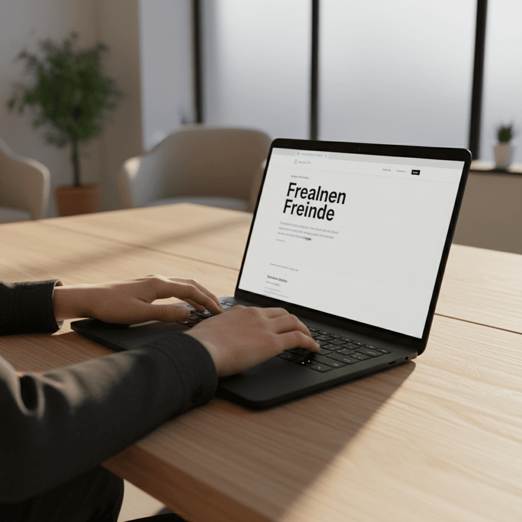 Professional reviewing a completed website on laptop