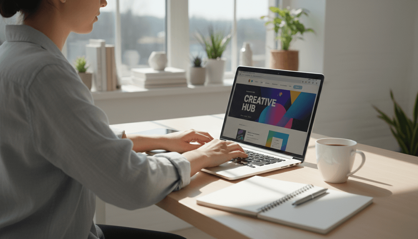 Business owner reviewing portfolio on tablet