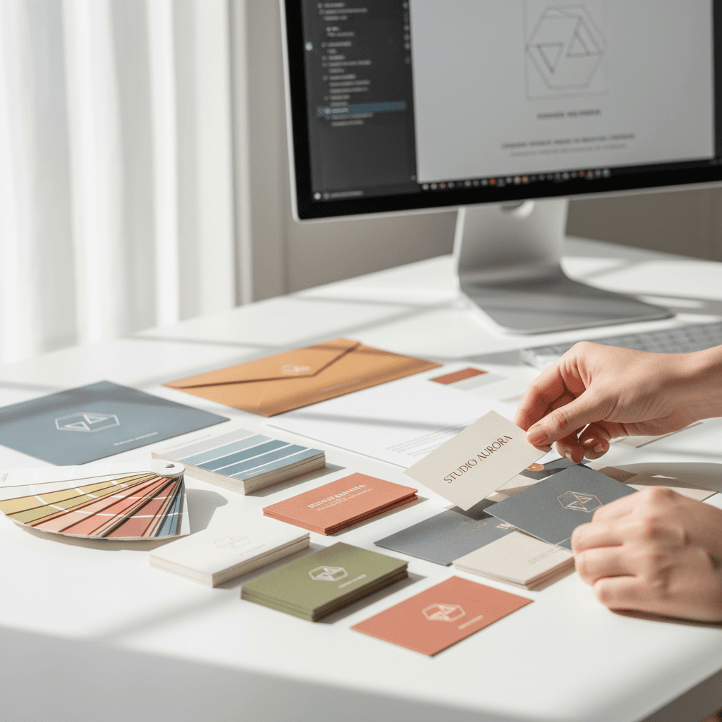 Brand identity and logo design mockup