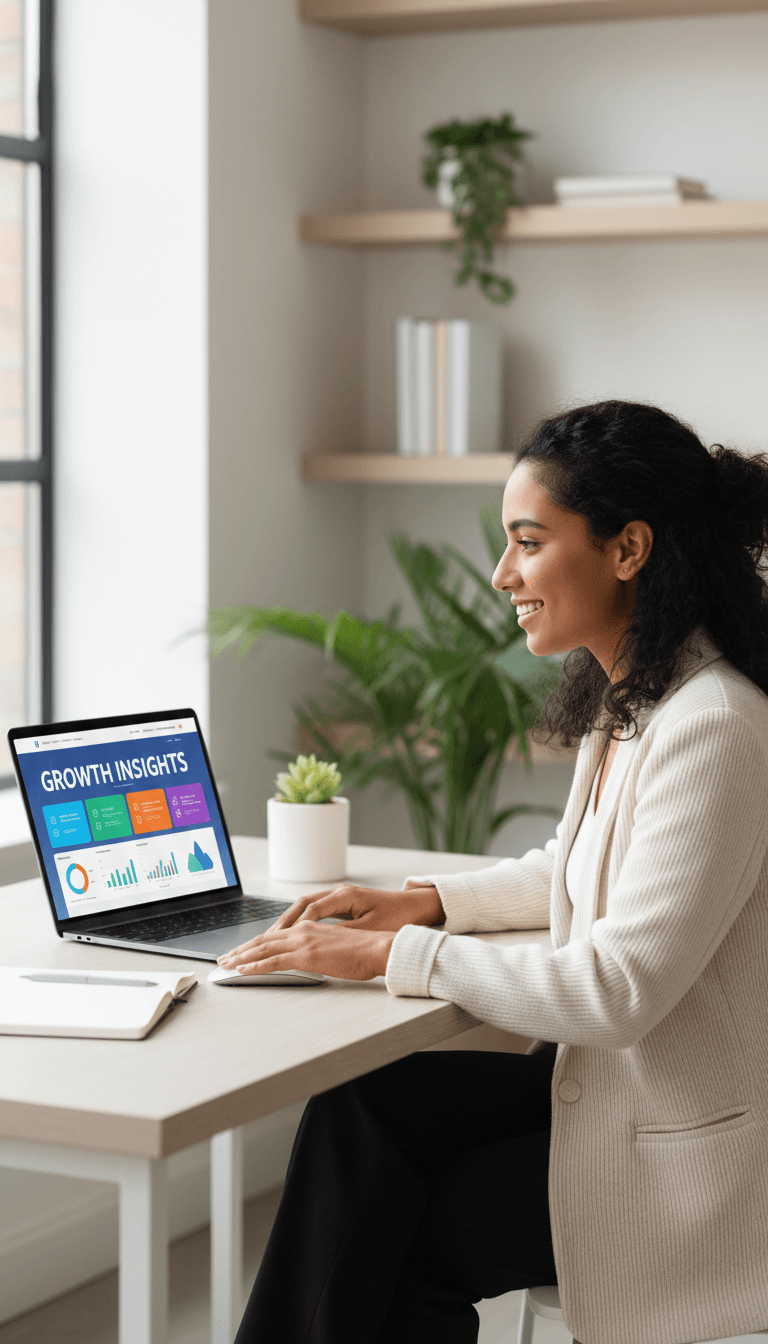 Small business owner reviewing their new 30 Second Websites site on laptop