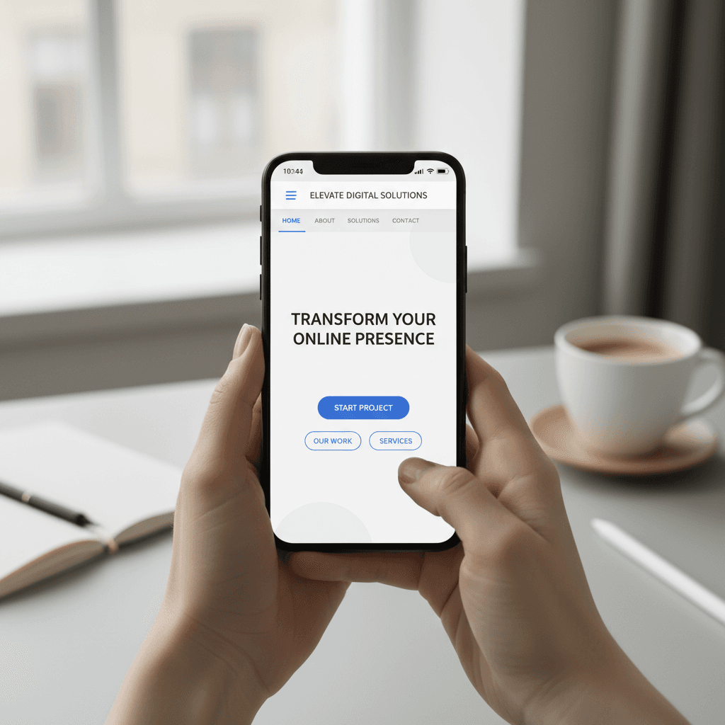Mobile-first website design on smartphone